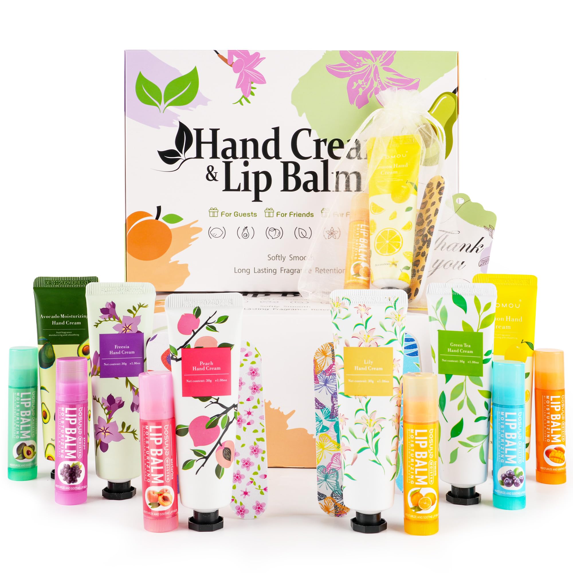 30% Off 24-Piece Hand Cream & Lip Balm Gift Set with Bags