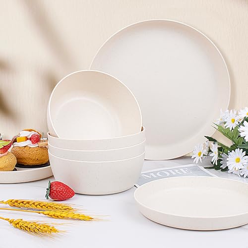 Plastic Dinnerware Set: 12-Piece Unbreakable Wheat Straw Plates, 17% Off - Image 4