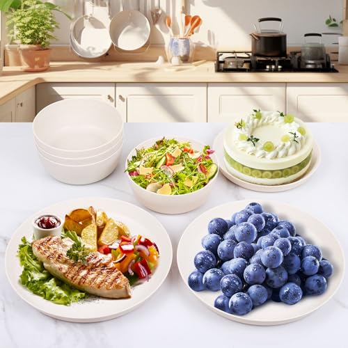 Plastic Dinnerware Set: 12-Piece Unbreakable Wheat Straw Plates, 17% Off - Image 5