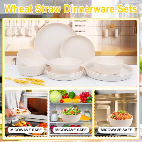 Plastic Dinnerware Set: 12-Piece Unbreakable Wheat Straw Plates, 17% Off - Image 7