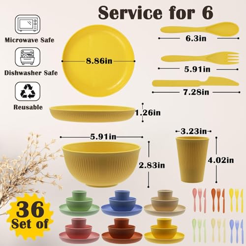 Wheat Straw Dinnerware Set for 6 – 36 Pieces - Image 2