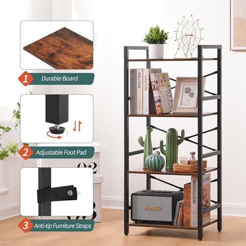 20% Off Yoobure 4-Tier Industrial Bookshelf - Image 5