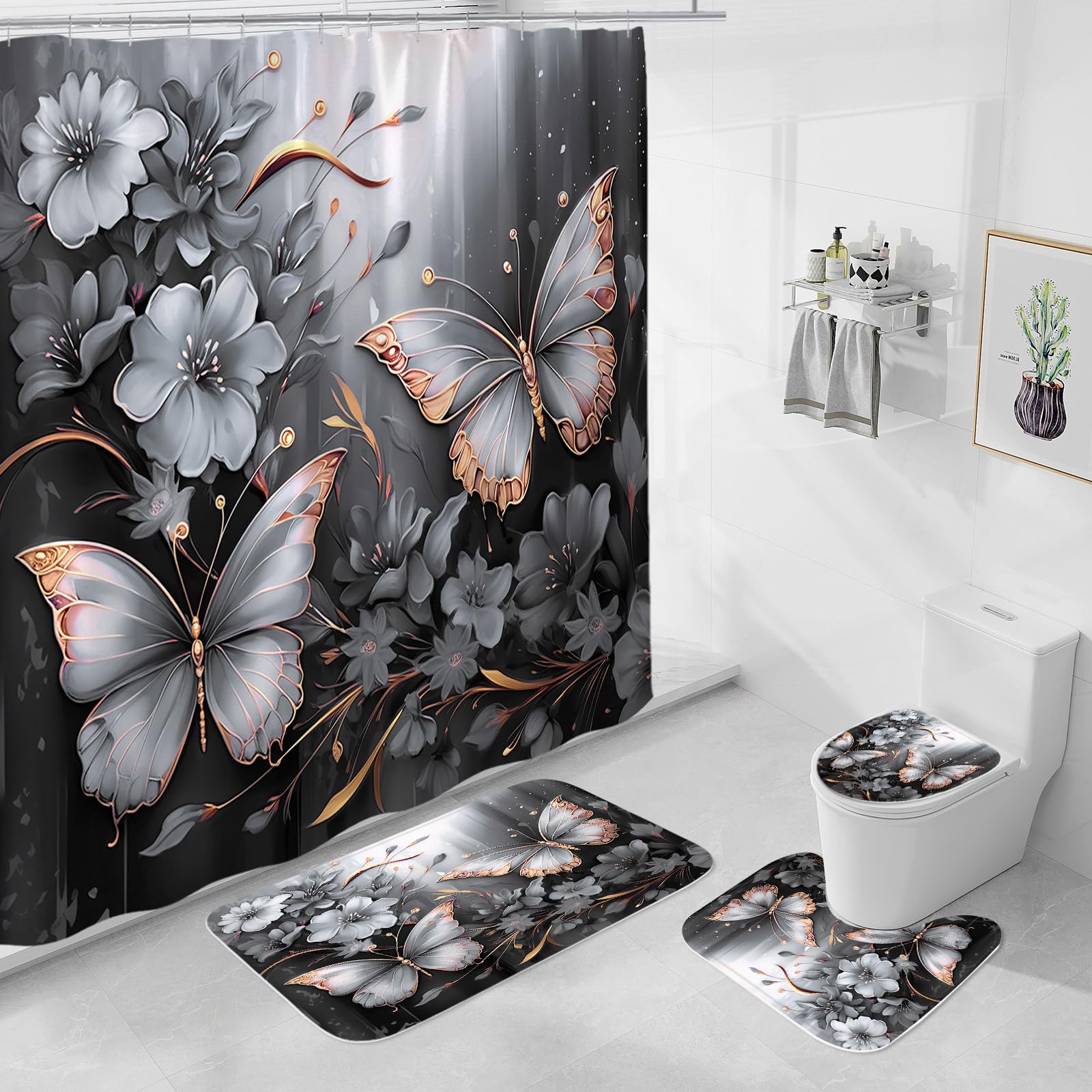 50% Off Litabel 4-Piece Butterfly Bathroom Set