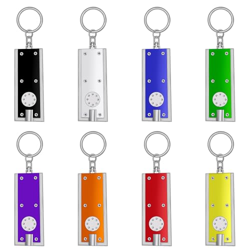 8-Pack Mini LED Keychain Flashlights - Bright & Portable