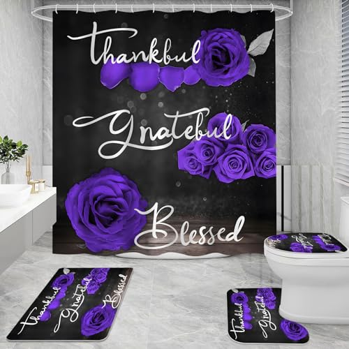 42% Off Litabel Purple Rose Shower Curtain Set - Image 3