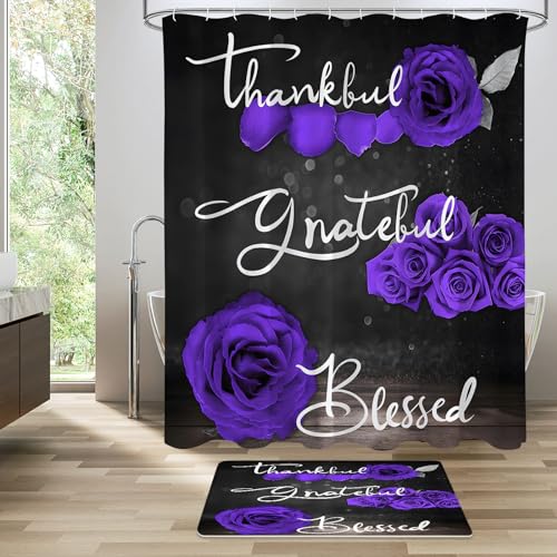 42% Off Litabel Purple Rose Shower Curtain Set - Image 4