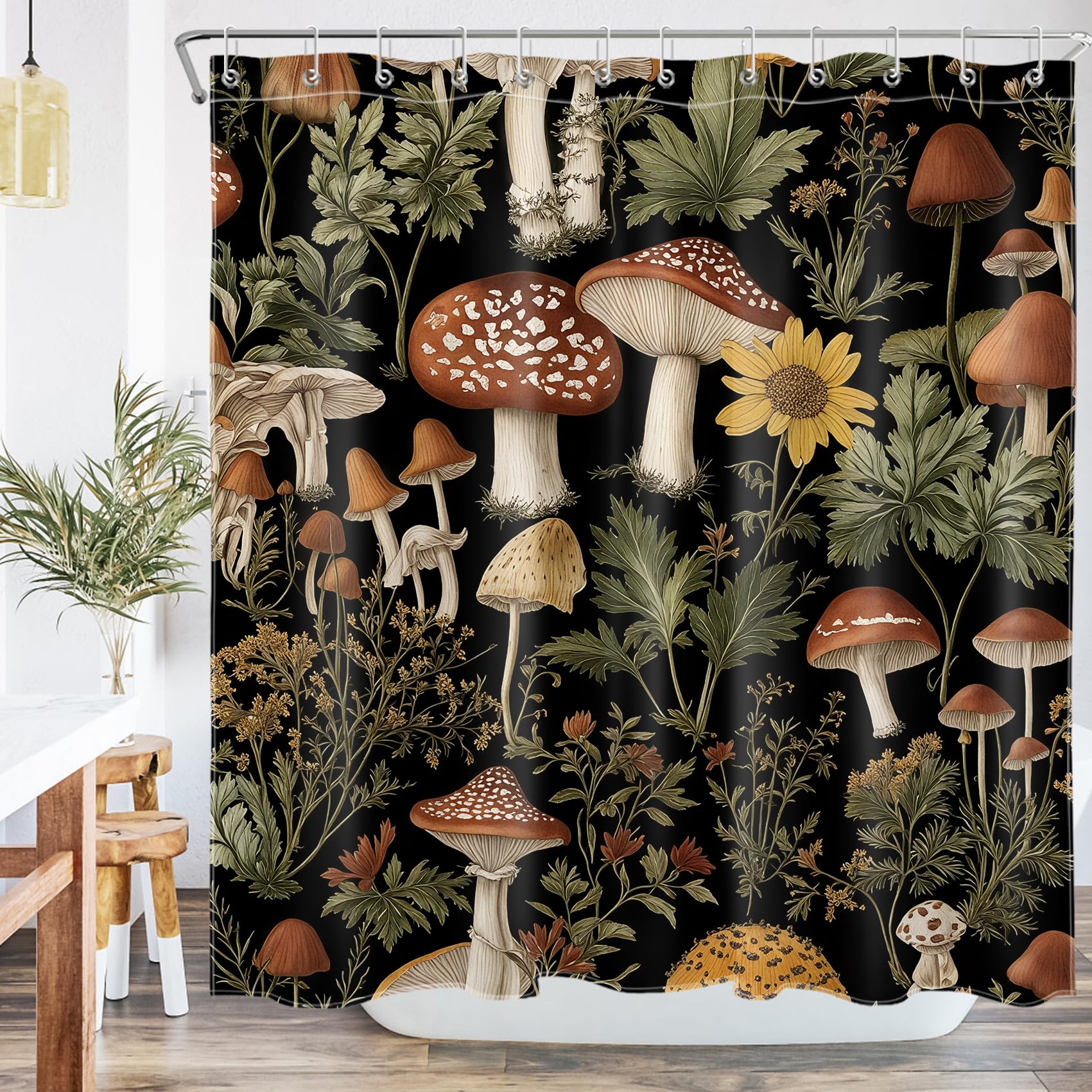 50% Off YRWSU Watercolor Floral Shower Curtain Set