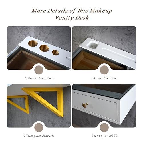 50% Off IEO 31.5" Floating Glass Vanity Desk - Image 5