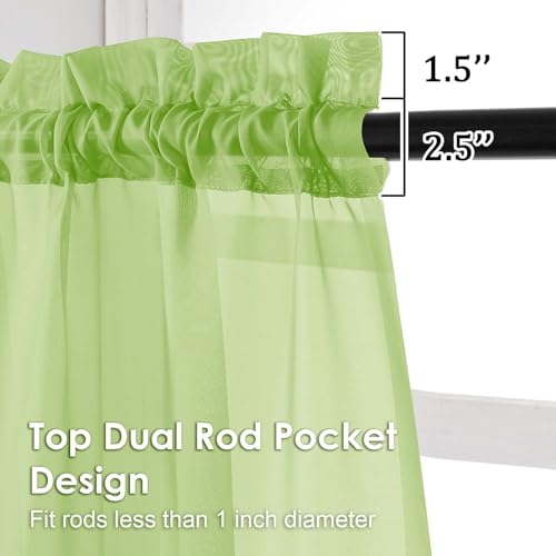OVZME Sheer Curtains 84 Inches Long 2 Panels Set, Light Filtering Transparent Lightweight Soft Window Treatment Panels for Study Room Living Room Guest Room, Each 42W x 84L Inches, Lime - Image 3