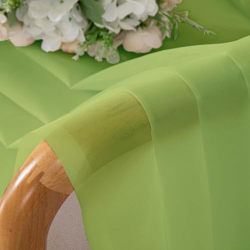 OVZME Sheer Curtains 84 Inches Long 2 Panels Set, Light Filtering Transparent Lightweight Soft Window Treatment Panels for Study Room Living Room Guest Room, Each 42W x 84L Inches, Lime - Image 4