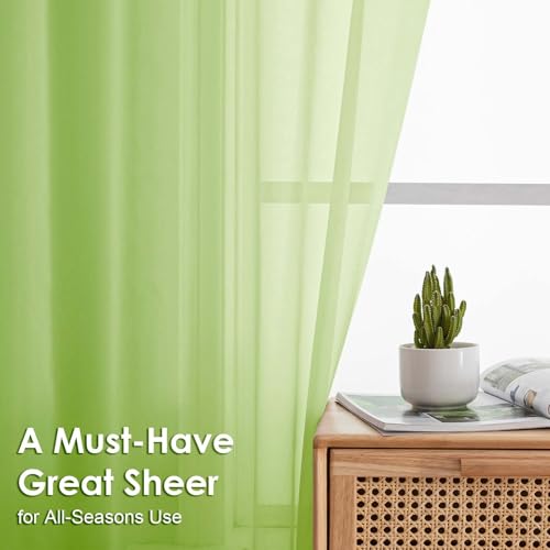 OVZME Sheer Curtains 84 Inches Long 2 Panels Set, Light Filtering Transparent Lightweight Soft Window Treatment Panels for Study Room Living Room Guest Room, Each 42W x 84L Inches, Lime - Image 6