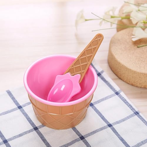 6 PCS Reusable Plastic Ice Cream Bowls with Spoons - Image 5