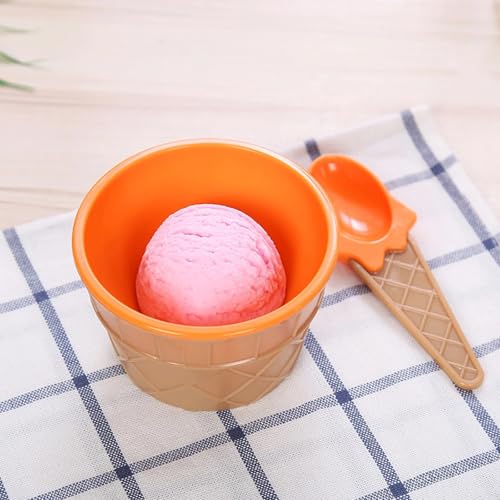 6 PCS Reusable Plastic Ice Cream Bowls with Spoons - Image 6