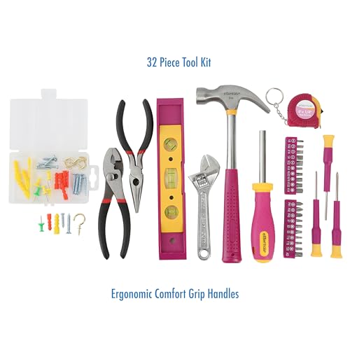 46% Off 32-Piece Pink DIY Tool Kit for Home Projects - Image 3
