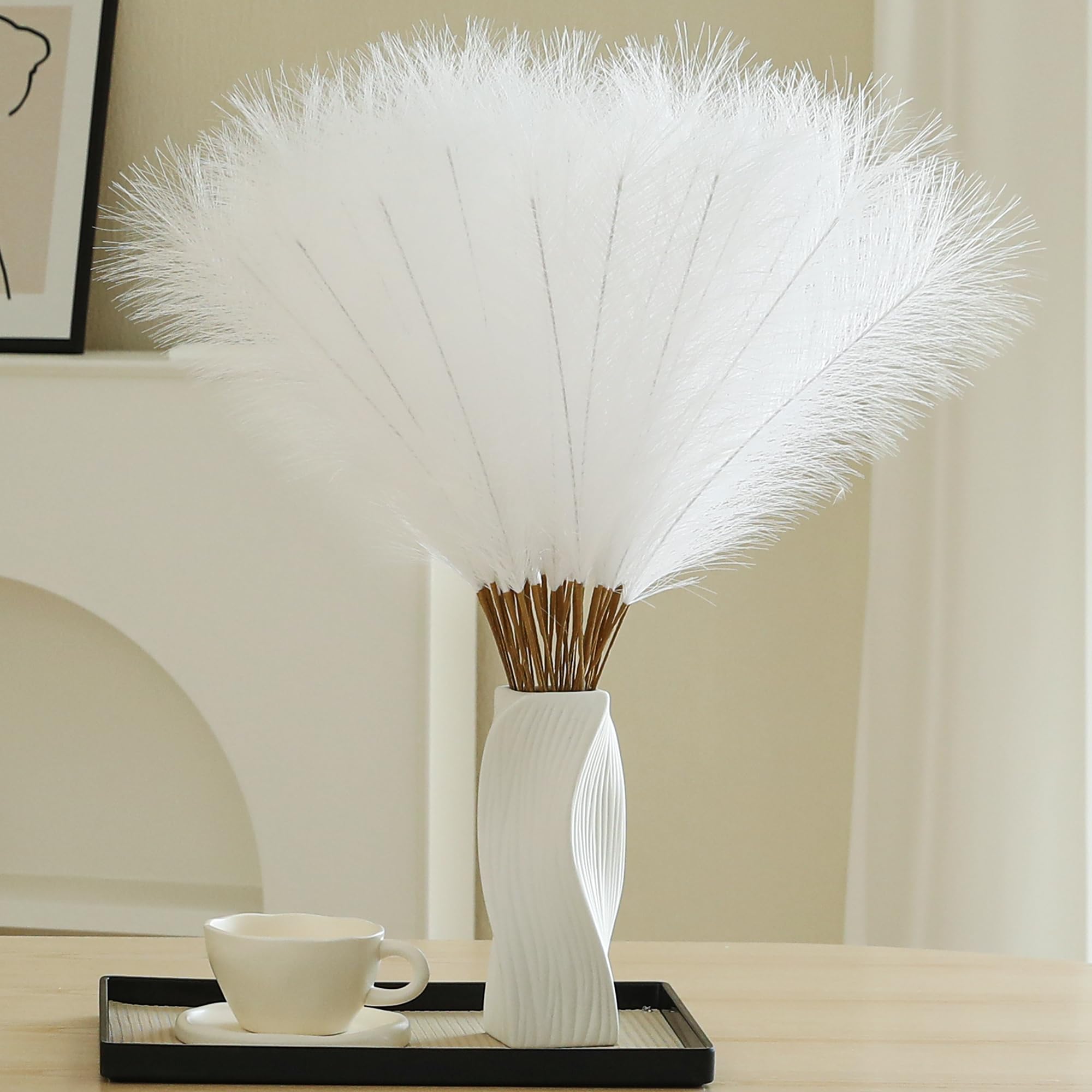 29% Off Wertuirk 30pcs White Faux Pampas Grass Decor