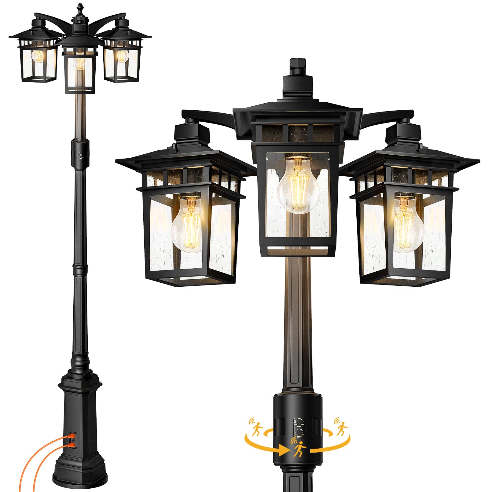 16% Off APOTO 3-Head Motion Sensor Lamp Post
