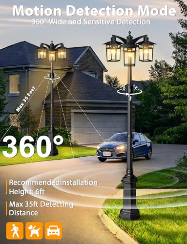16% Off APOTO 3-Head Motion Sensor Lamp Post - Image 6