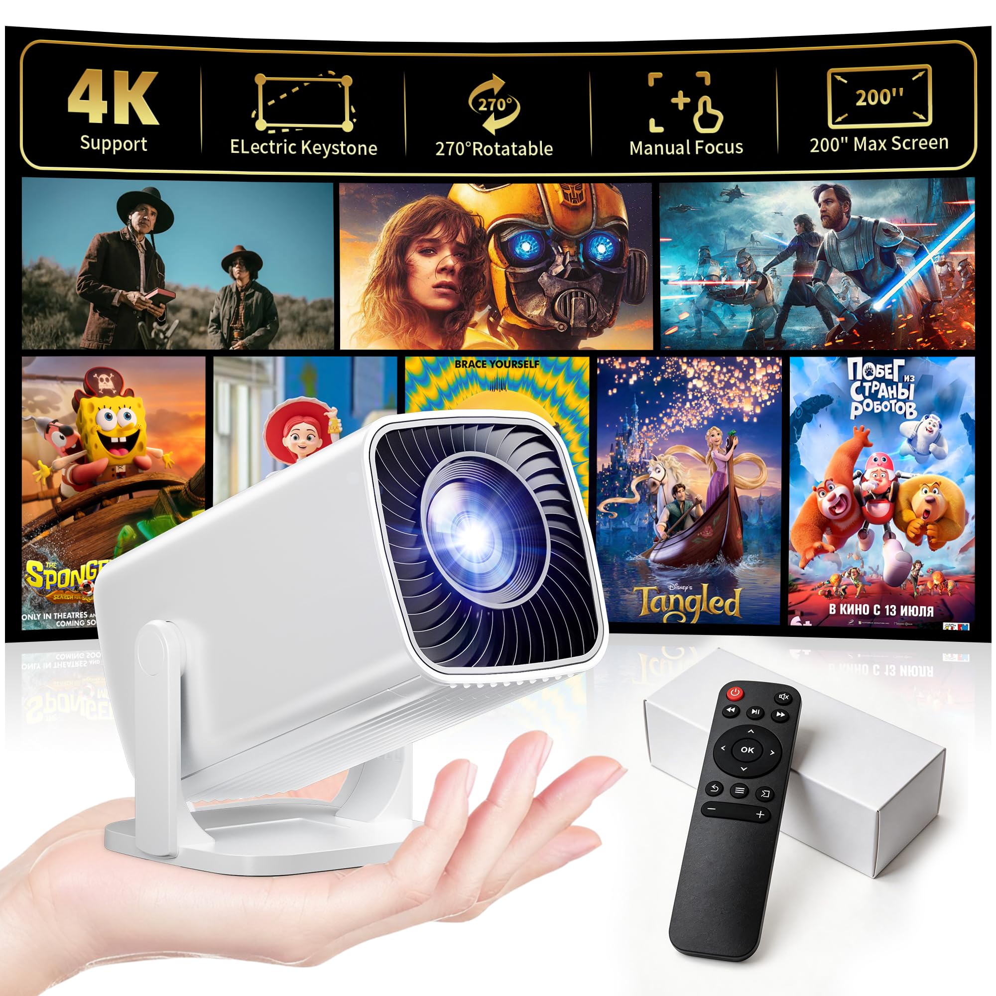 20% Off Mini Projector 1080P Full HD with 270° Rotation