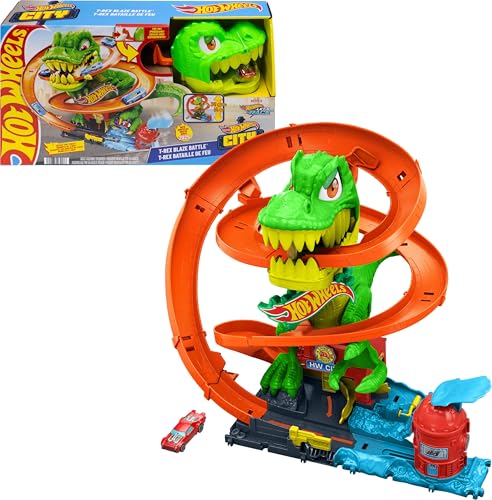 52% Off Hot Wheels T-Rex Blaze Battle Playset with Car - Image 2