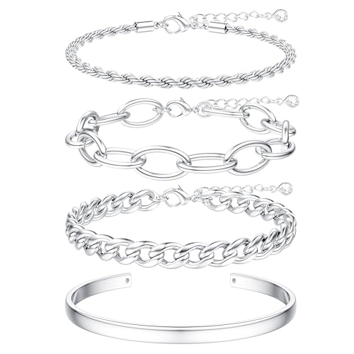 50% Off TEN MIRO Chunky Silver Bracelet Set for Women - Image 2