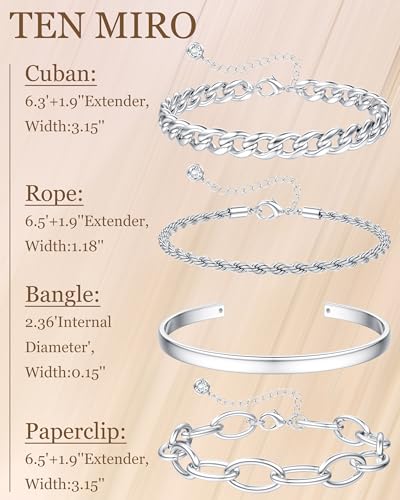 50% Off TEN MIRO Chunky Silver Bracelet Set for Women - Image 6