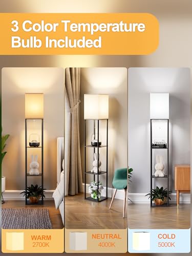 40% Off PARTPHONER Floor Lamp with Shelves + Free Bulb - Image 3