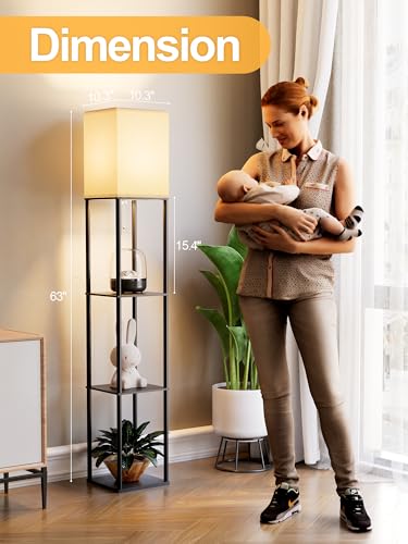 40% Off PARTPHONER Floor Lamp with Shelves + Free Bulb - Image 4