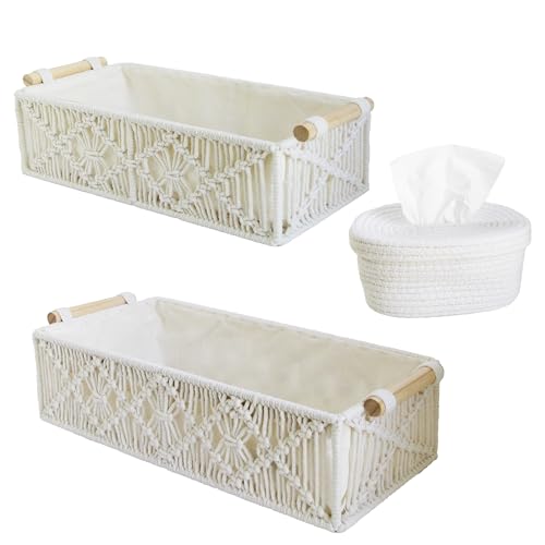 50% Off! Macrame Storage Basket & Tissue Box Set - Image 2