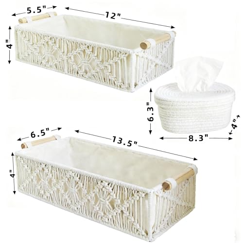 50% Off! Macrame Storage Basket & Tissue Box Set - Image 8
