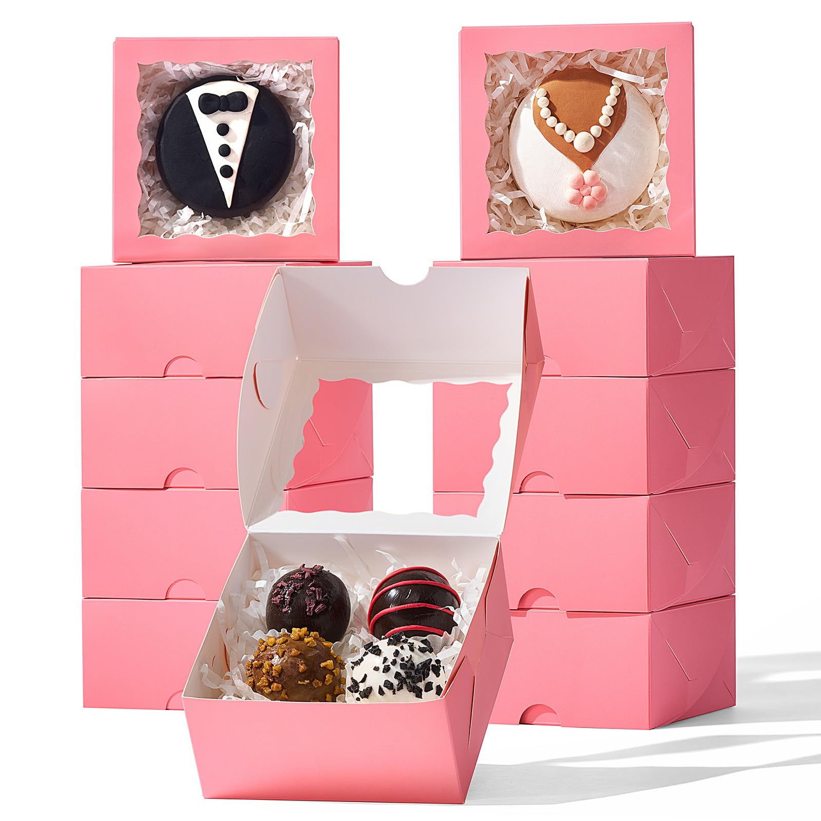 6% Off 100-Pack Pink Bakery Boxes for Cookies & Treats