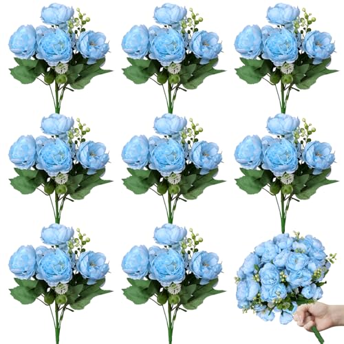 30% Off 8 Bundles Blue Artificial Peonies - Image 2