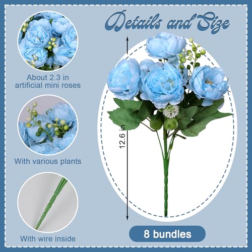 30% Off 8 Bundles Blue Artificial Peonies - Image 3