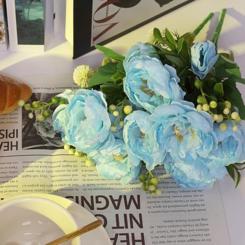 30% Off 8 Bundles Blue Artificial Peonies - Image 6