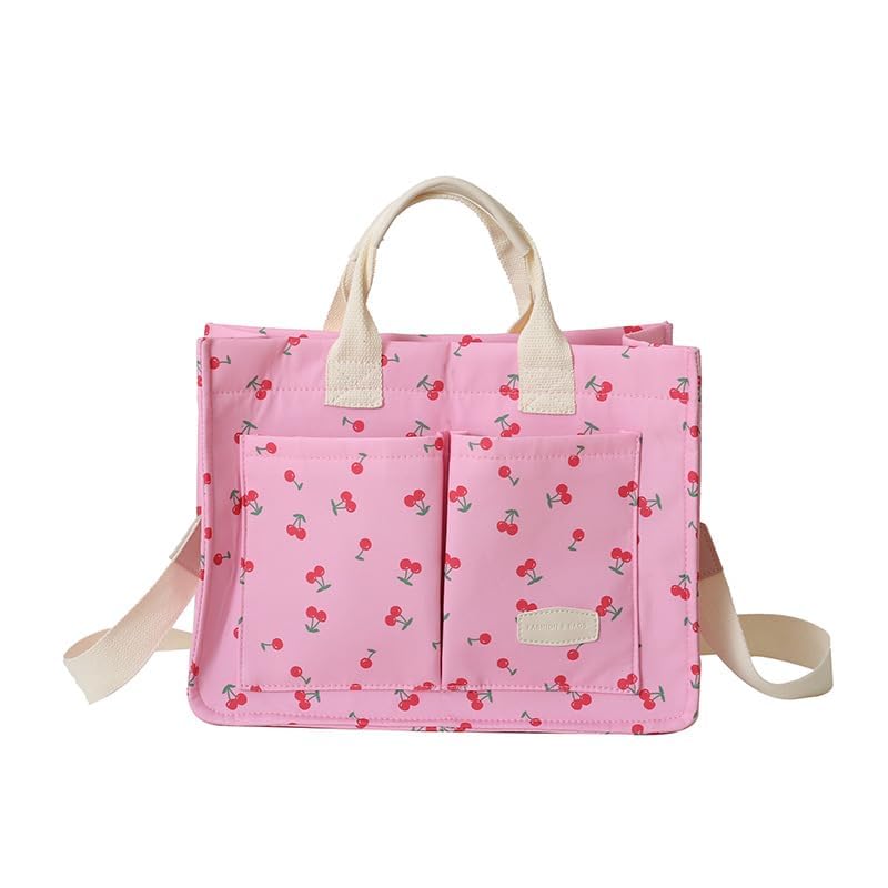 24% Off Cherry Tote Bag for Women - Canvas Patched Purse - Image 5