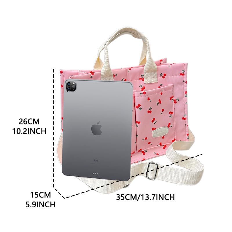 24% Off Cherry Tote Bag for Women - Canvas Patched Purse - Image 7