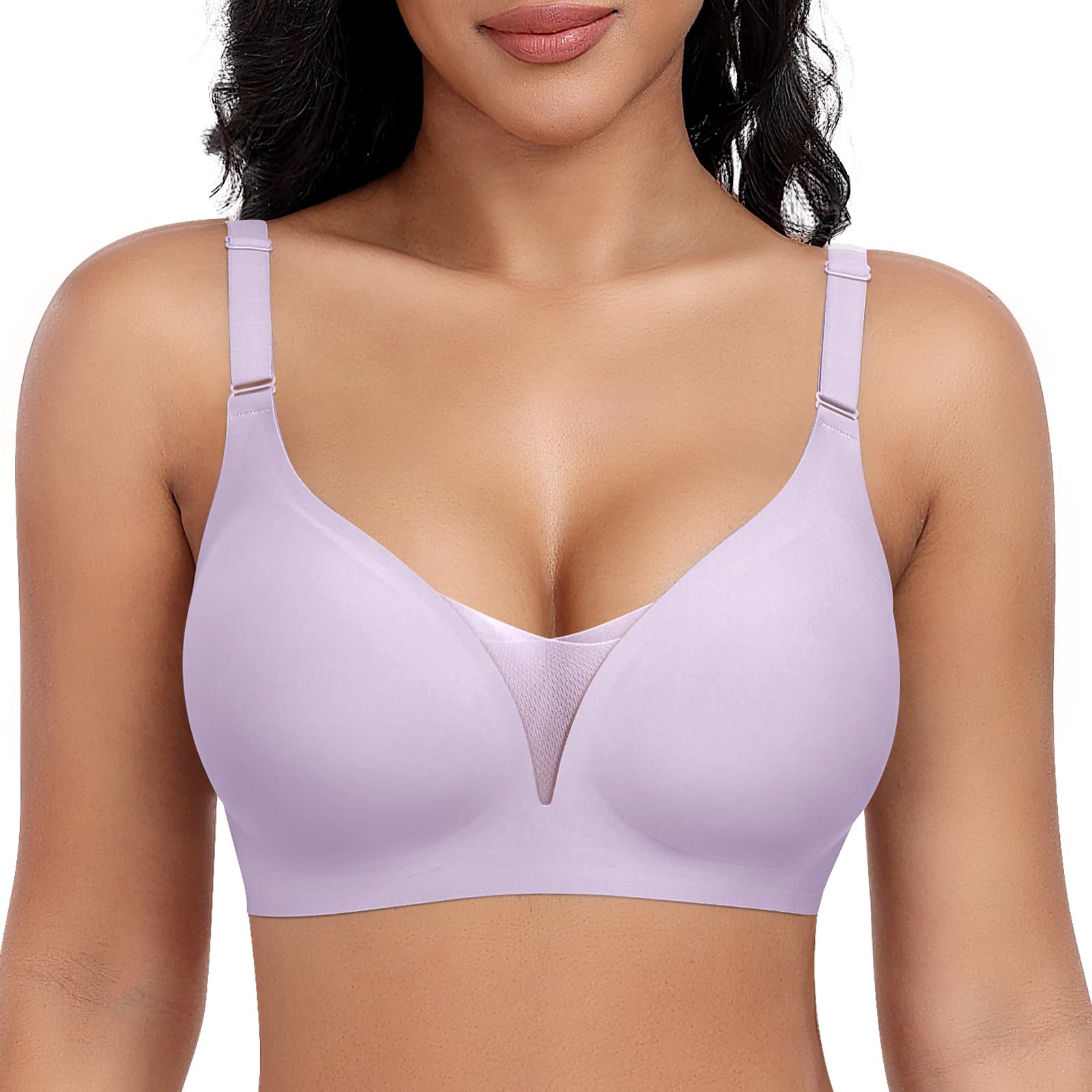 Wireless Lace V-Neck Bra for Women - Plus Size S-3XL
