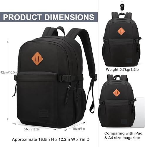 SUPACOOL Black Backpack: Durable & Spacious for School - Image 3