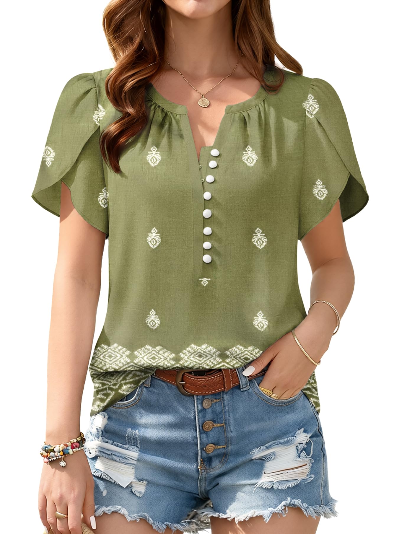50% Off GUNEST Women's Boho V-Neck Blouses - Code: 8HHQ659V