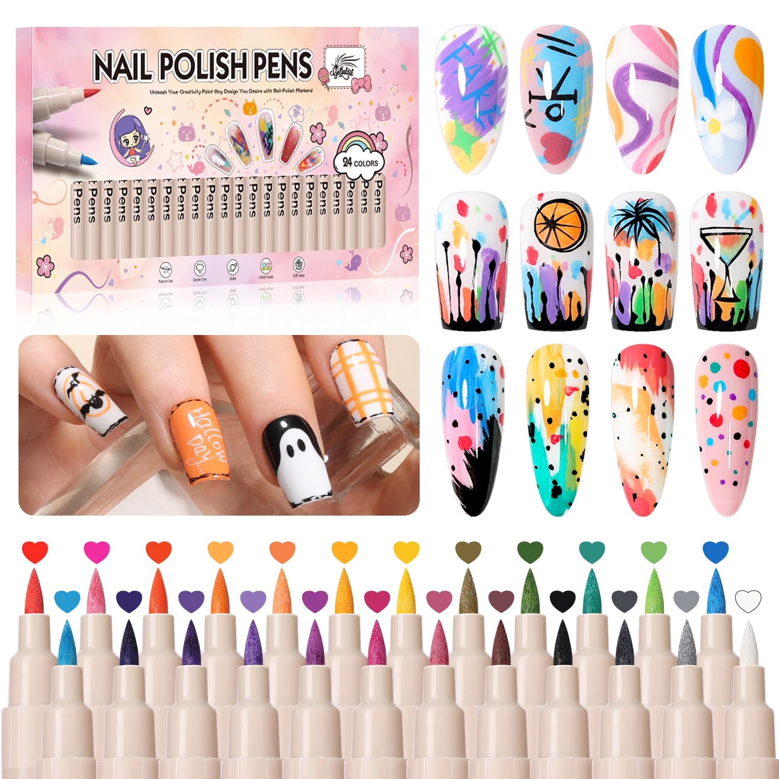 40% Off: 24 Colors Nail Art Pens Set for DIY Manicure
