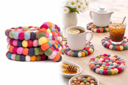 55% OFF Woolygon Merino Wool Coasters – Multicolor Set of 5 - Image 4
