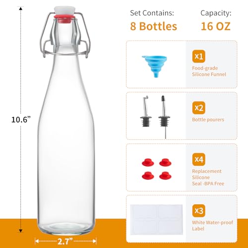 50% Off Keigocare 8-Pack 16oz Swing Top Glass Bottles - Image 3