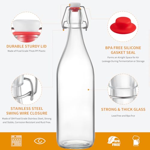 50% Off Keigocare 8-Pack 16oz Swing Top Glass Bottles - Image 4