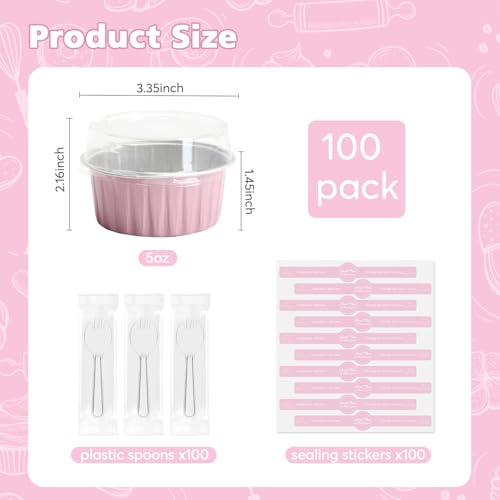 49% Off Ruckae 100-Pack 5oz Mini Loaf Pans with Lids - Image 5