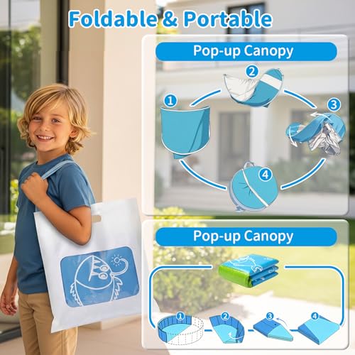 67% Off PEEMARIO Foldable Kids Pool with Canopy - Image 8