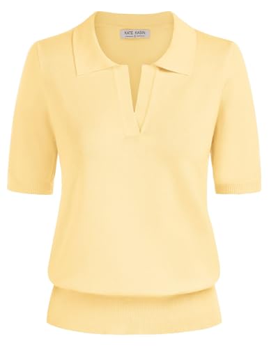 50% Off Kate Kasin Women Short Sleeve Polo Sweater - Image 2