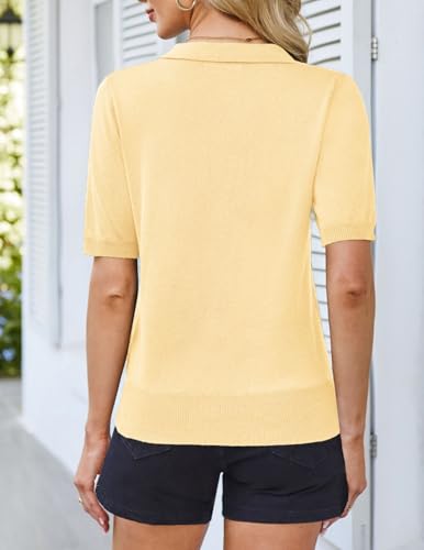 50% Off Kate Kasin Women Short Sleeve Polo Sweater - Image 4