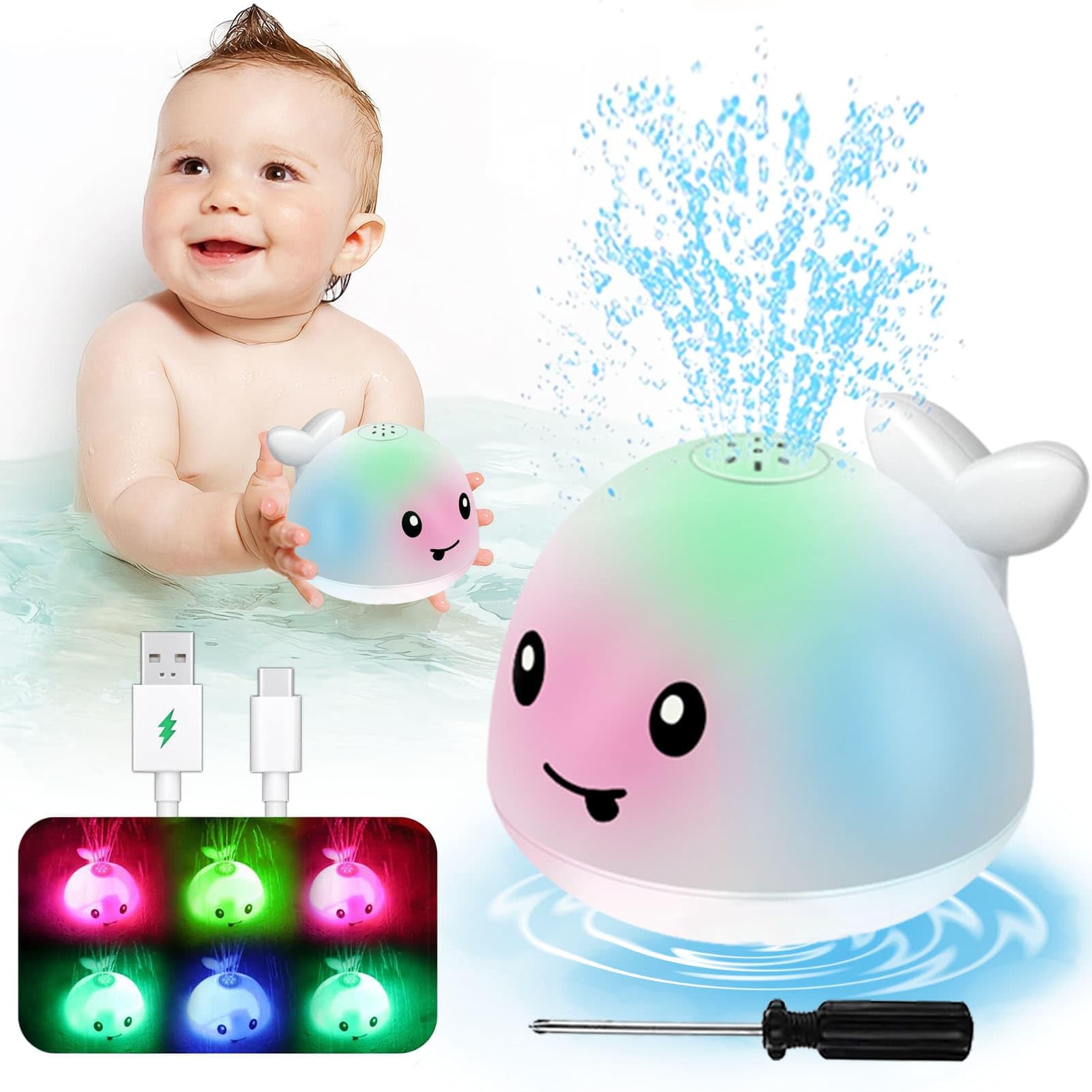 61% Off Light Up Whale Bath Toy for Toddlers 1-3 - Code TQTG2HZY - Image 1
