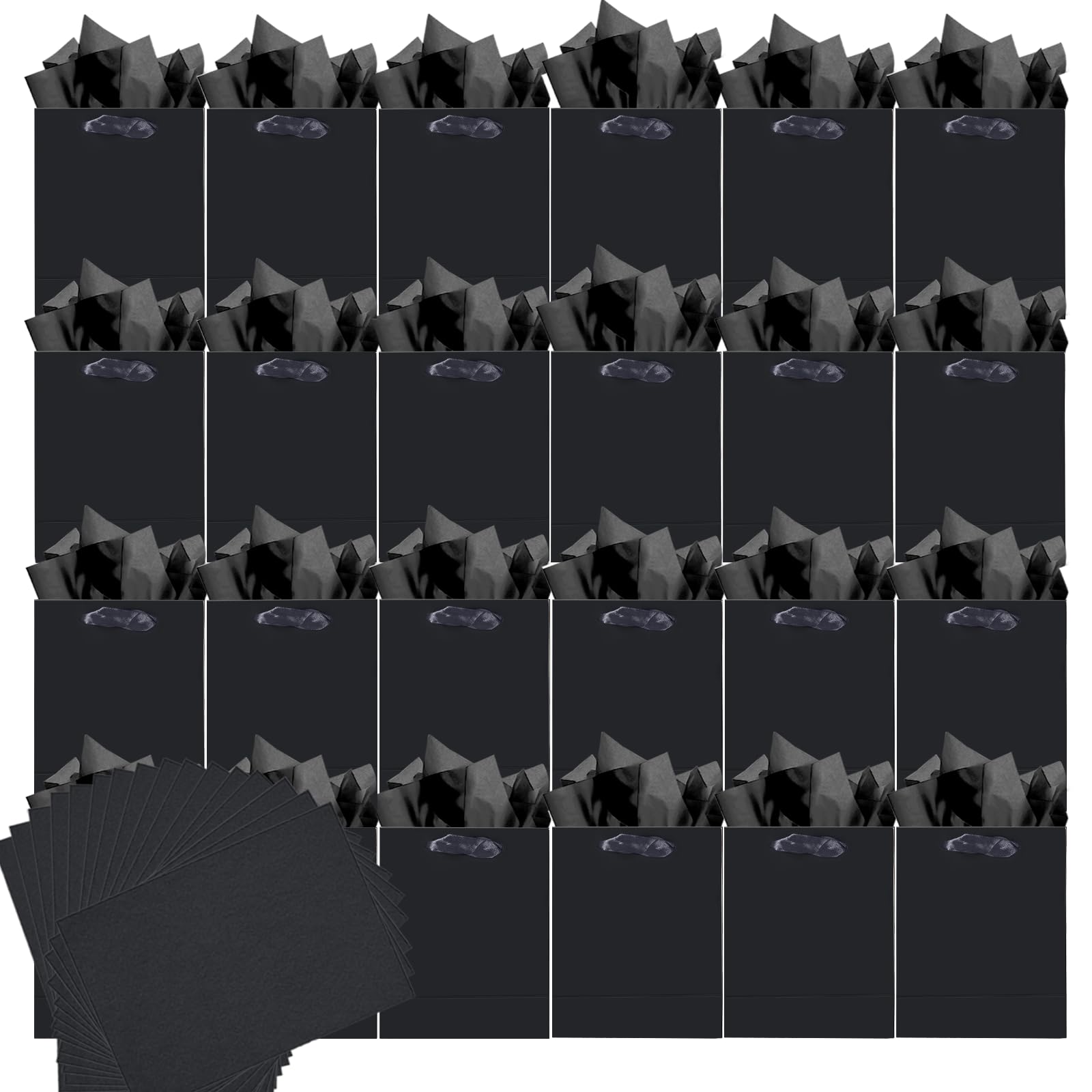 50% Off 48-Pack Deep Black Gift Bags with Tissue Paper