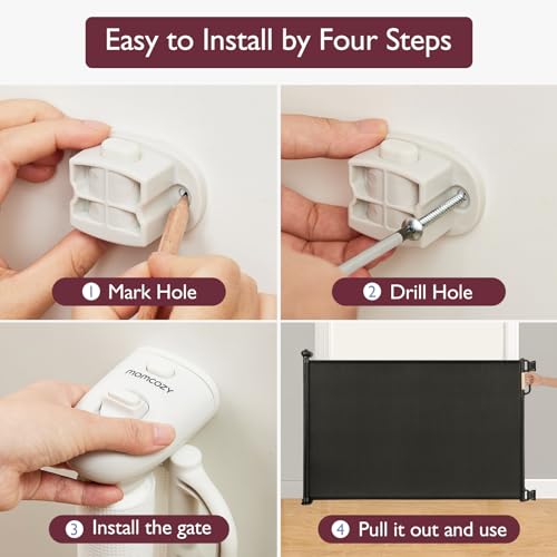 Retractable Baby Gate, Momcozy Extra Wide Mesh Baby Gates for Stairs Pet Dog Gate for Doorways - Image 3
