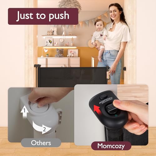 Retractable Baby Gate, Momcozy Extra Wide Mesh Baby Gates for Stairs Pet Dog Gate for Doorways - Image 5